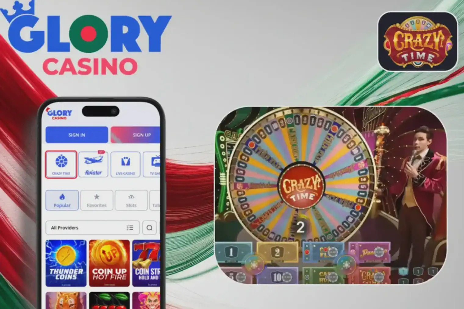 Glory Casino Crazy Time mobile gaming