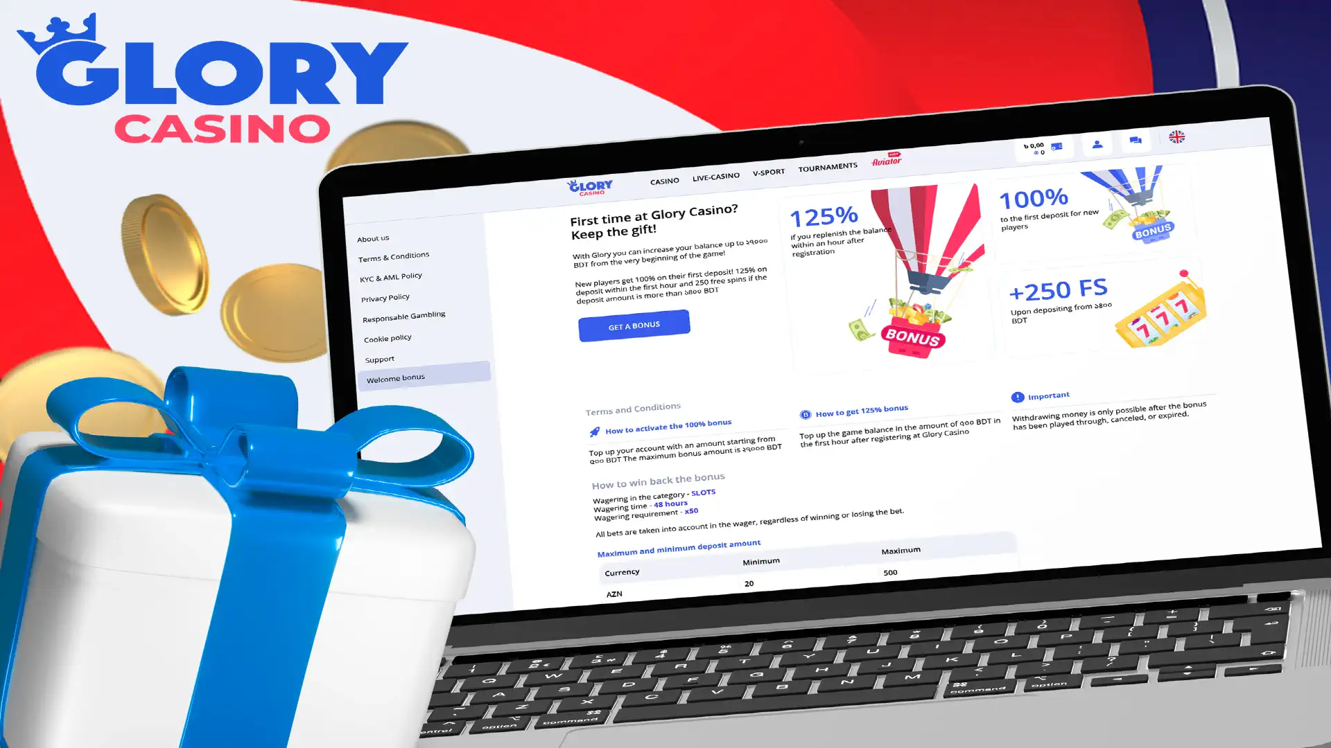 Bonuses and promotions at Glory Casino for players from Bangladesh